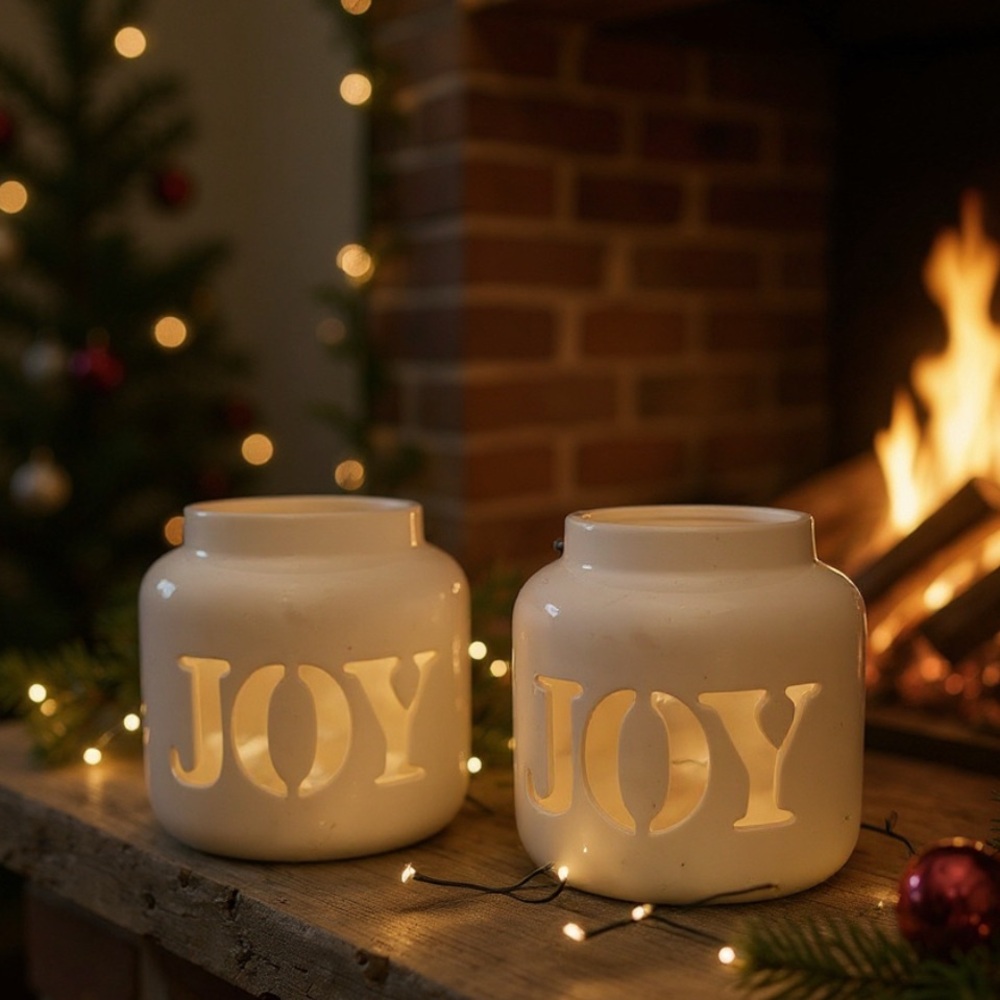 White Joy Candle Holders